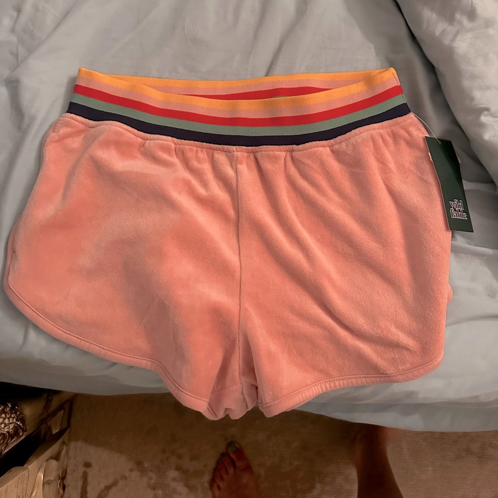 Wild fable velvet shorts, colored waist band, XS, pink